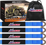 2 Inch x 38 Inch Axle Tie Down Straps with D-Rings & Protective Sleeves | 11,127 LBS Break Strength for Car Haulers Engine Hoists Trucks Trailers and UTVs 4 Pack Blue