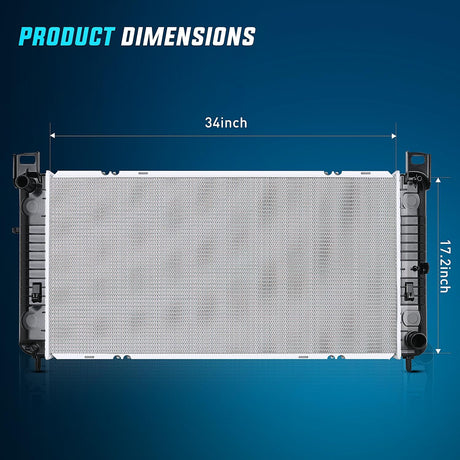 Radiator for Chevrolet Silverado 2500 GMC Sierra 2500 1999 2000 V8 6.0L, Avalanche 1500 2002 2003 2004, Manual Transmission Without Engine Oil Cooler