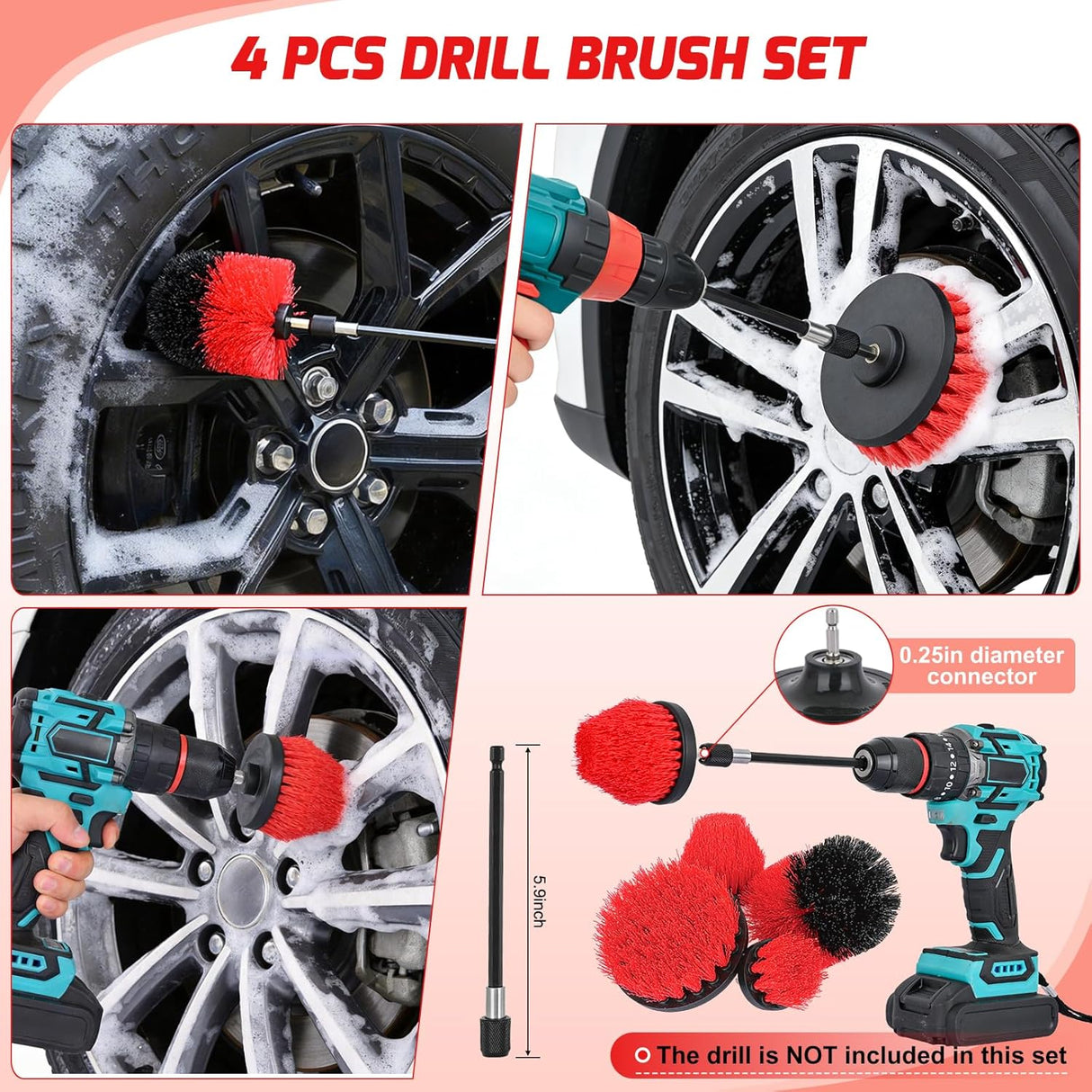Automotive Tools 27PCS Car Detailing Kit Auto Cleaning Tools Wash Set with Storage Carry Bag Home Use for Interior Exterior Deep Clean Polish Car Care Windshield Dashboard Seat Air Vents Wheels Tires, Red