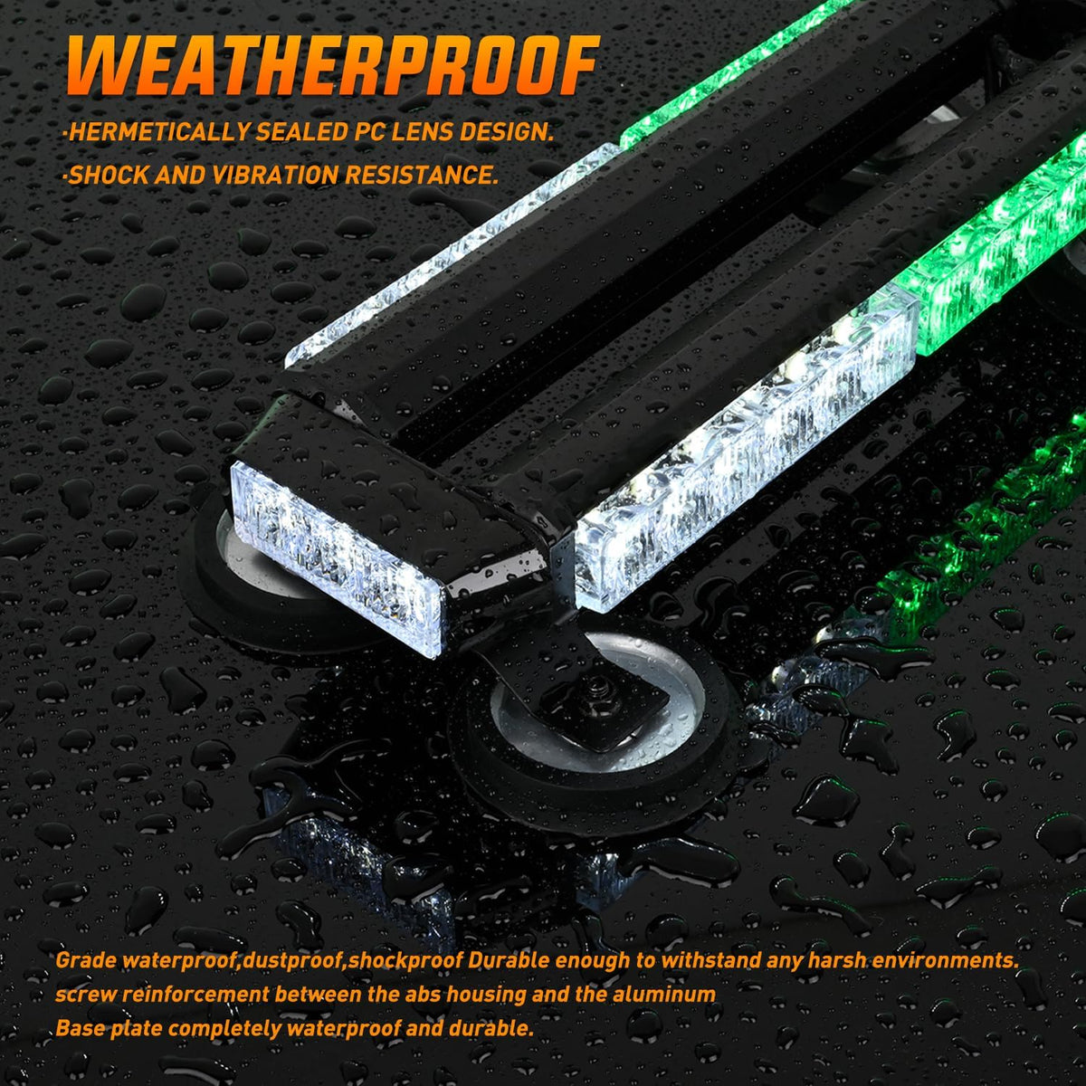 14.5 Inch 30LED Strobe Light Bar Double Side Rooftop Green White