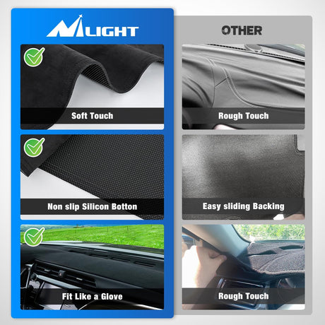 Dash Cover for Toyota Camry 2018 2019 2020 2021 2022 2023 2024, Custom Fit Suede Dashboard Mat Non‑Slip Sunshade Glare Protector Interior Accessories Black