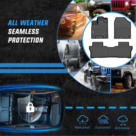 TPE Floor Mats for Honda Passport 2019 2020 2021 2022 2023 2024 2025 All Weather Custom Fit Heavy Duty Floor Liners