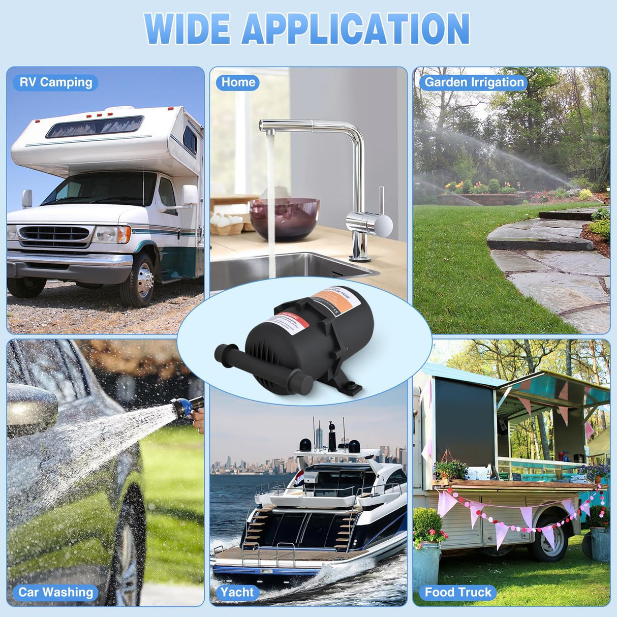 RV Accumulator Tank, 0.75L Max 125PSI Pre-Pressurized Water Accumulator Tank Control Inner Bladder with 1/2 MNPT Port Fitting Use with RV Water Pump Tank System for RV Boat Travel Trailer Home