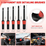 Automotive Tools 52PCS Car Detailing Kit Auto Cleaning Tools Wash Set with Storage Carry Bag Home Use for Interior Exterior Deep Clean Polish Car Care Windshield Dashboard Seat Air Vents Wheels Tires, Red
