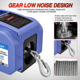 Boat Trailer Winch 3500 lbs Portable Electric Boat Winches 12 V DC Marine Winch with Steel Cable Remote Control & Hand Crank Power-in Freewheel Operat Waterproof Winch for Boat Trailer, Blue