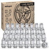 32PCS M14x1.5 Lug Nuts Compatible with 2017-2025 Ford F250/F350 | Closed End Mag Seat One-Piece Solid Chrome Steel OEM Factory Wheel Nuts Replace