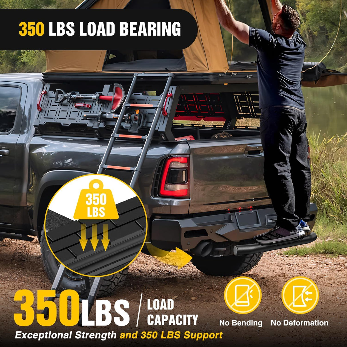 36 Inch Hitch Step Fits 2 Inch Receivers 3 Inch Round Tubing Stainless Steel with Rubber Non-Slip Pad Rear Bumper Guard with 5/8 Inch Hitch Pin Clip & U-Bolts Stabilize for Pickup Truck Car SUV