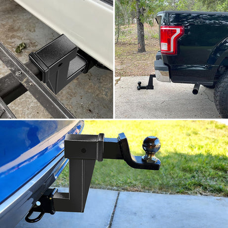 Trailer Hitch Extension Riser for 2 Inch Receiver with 8 Inch Rise or Drop with Bolt Nut Clip 10,000 lbs Capacity Adjustable Extend 4.7 Inch 6.7 Inch 8.6 Inch Length Black Coated for Class I-VI Receivers