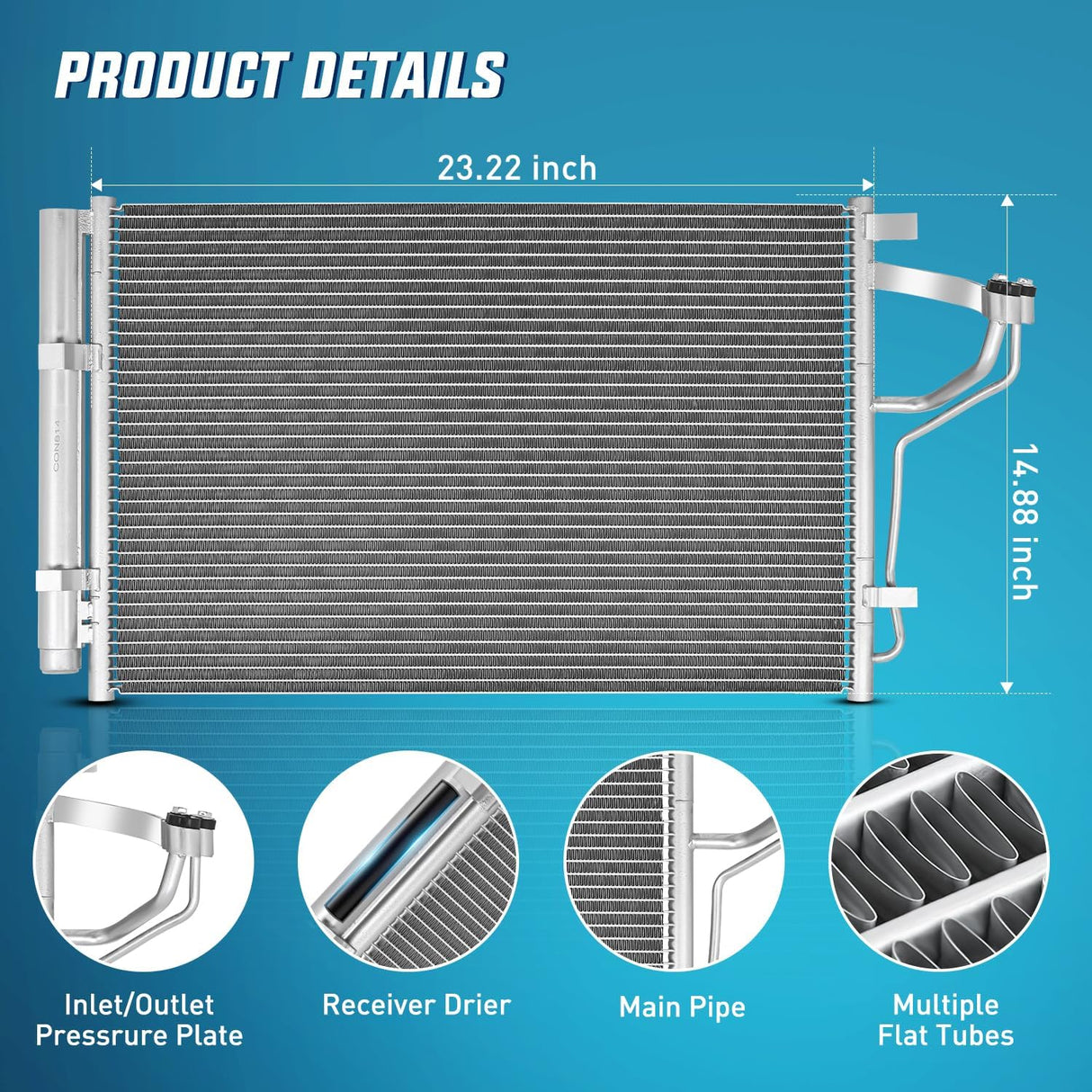 AC Condenser Compatible with Hyundai Elantra L4 1.8L 2011 2012 2013, Kia Forte Koup L4 2.0L Coupe 2013 Air Conditioning A/C Condenser with Receiver Drier Replace# 3967, HY3030146, 976063X000