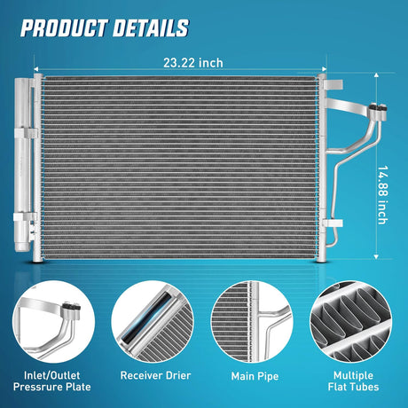 AC Condenser Compatible with Hyundai Elantra L4 1.8L 2011 2012 2013, Kia Forte Koup L4 2.0L Coupe 2013 Air Conditioning A/C Condenser with Receiver Drier Replace# 3967, HY3030146, 976063X000