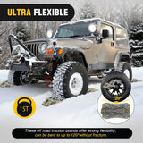 Recovery Off-Road Traction Boards 2Pcs 43 InchL x 13.3 InchW with Yellow Teeth for 4WD 4X4 Mud Sand Snow Includes 2PCS Mounting Kit & Carry Bag (Grey)