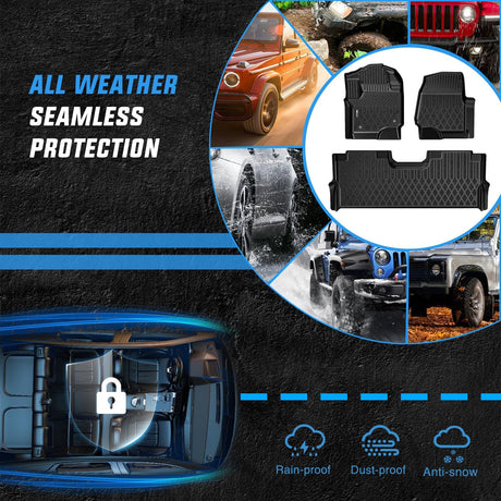 TPE Floor Mats for Ford F250 F350 F450 F550 Super Duty Crew Cab Bucket Seat 2017 2018 2019 2020 2021 2022 2023 2024 2025 2026 All Weather Custom Fit Heavy Duty Floor Liners