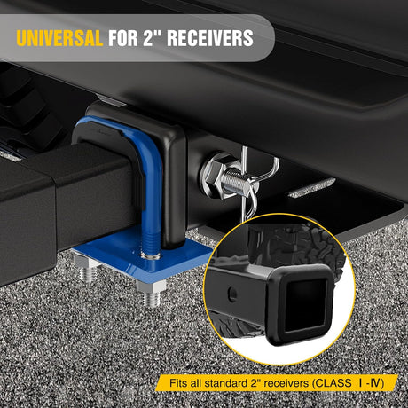 Trailer Hitch Tightener for 2 Inch Trailer Hitches Hitch Mount Anti Rattle Heavy Duty Steel with Rubber Cover Blue U Bolt Glossy Coating Plate Electrophoresis Anti-Rust Triple Protective