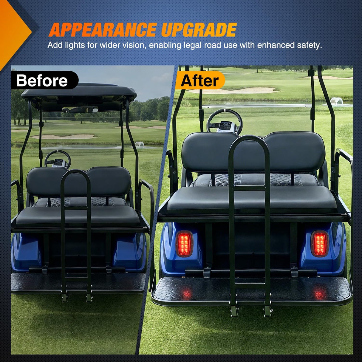 Golf Cart LED Taillights 2PCS Stop Brake Turn Signals Club Car DS | 12V High Brightness Waterproof Plug and Play Design Running Light Upgrade Easy Installation for 1993-Up Club Car DS