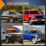 LED Cab Marker Lights 3 PCS Smoke Lens Amber Clearance Roof Running Light Compatible with 2007-2014 Silverado Sierra 1500 2500 3500 2500HD 3500HD