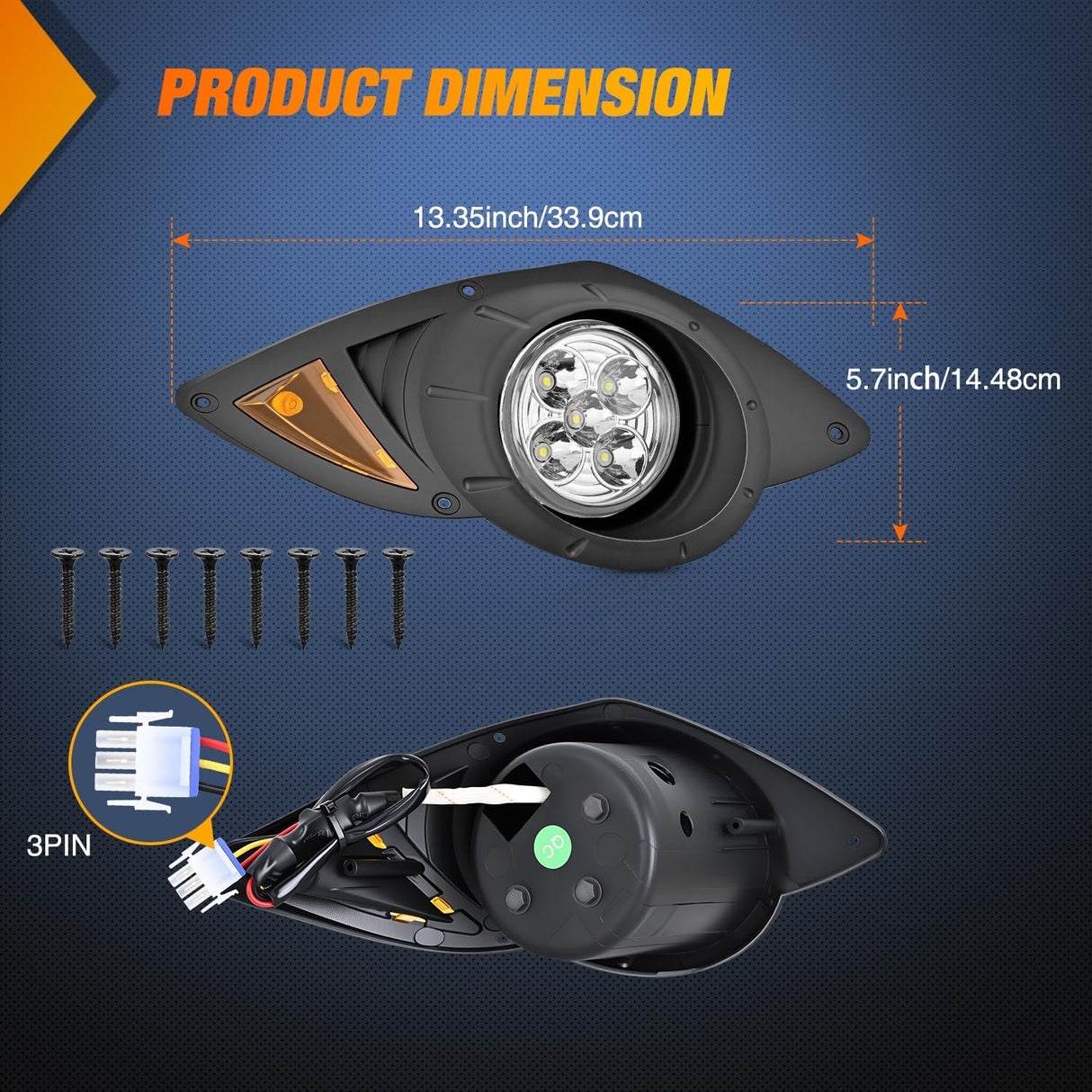 Golf Cart LED Headlights 2PCS 12V Turn Signals Yamaha Drive G29 | High Brightness Waterproof Plug and Play Running Light Upgrade Easy Installation for 2007-Up Yamaha Drive G29 Electric Carts