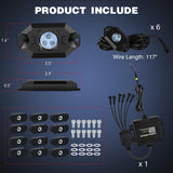 RGB LED Rock Lights Kit 6PCS Bluetooth App Control Multicolor | Magnetic Base Underglow Neon Light Pods IP68 Waterproof Flashing Music Mode for Truck ATV UTV RZR SUV