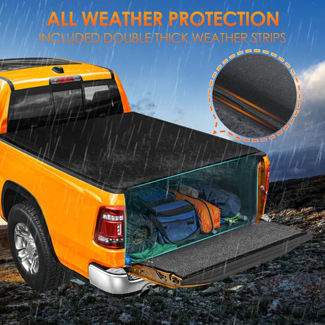 Truck Bed Tonneau Cover Soft Tri-fold Fits for 2002-2024 Dodge Ram 1500/2003-2025 Dodge Ram 2500 3500-6.4ft