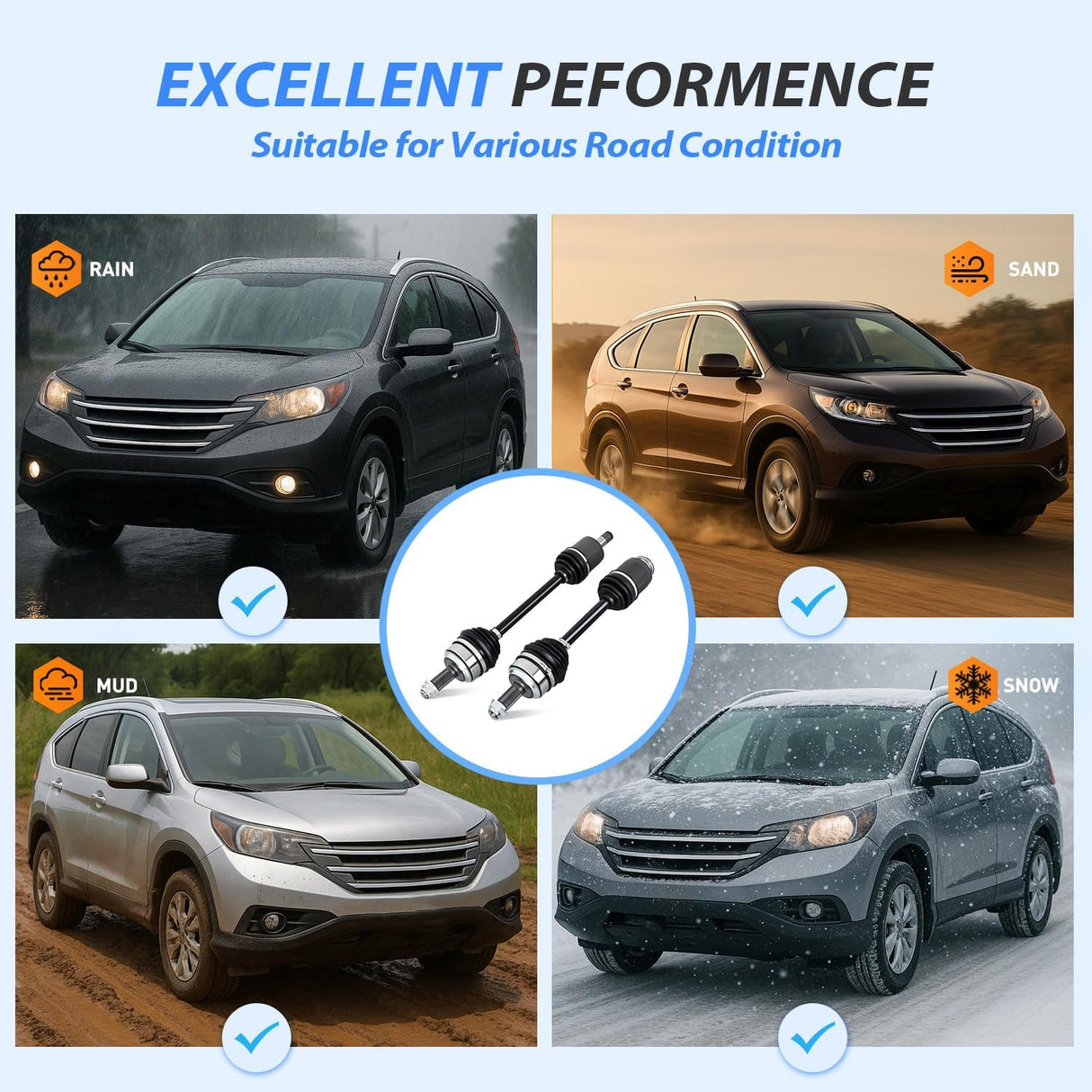CV Axle Shaft Assembly Compatible with 2007 2008 2009 2010 2011 2012 2013 2014 Honda CR-V EX EX-L LX Half-Shaft Assemblies Replacement Front Wheel Driver and Passenger Side