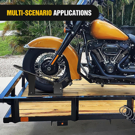 Motorcycle Wheel Chock 1800 lbs Capacity Wheel Cradle Holder Heavy-Duty Standard Steel Motorcycle Front Wheel Stand with 3 Adjustable Holes for 15 Inch-21 Inch Off-Road Motorcycles Black