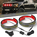 2PCS 24 inch Truck Grille Strobe Lights Strip 384 LED Emergency Light Red White Flexible Side Flashing Warning Caution Safety Waterproof Lighting Kit for Trucks Tow Plow Construction Vehicles
