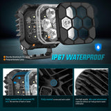LED Pod Light 2 PCS 3.8 Inch 35 W 7 LED Square Hyper Spot Beam Offroad Driving Lights w/16 AWG Rocker Switch Wiring Harness Kit for Truck Motorbike Boat ATV UTV