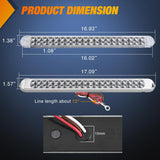 LED Tail Light 2PCS 17 Inch 40LED White Running Tail Reverse Back Up Lights w/Chrome Bezel Waterproof Surface Mount for 12V Towing Trailer Truck RV Camper Boat