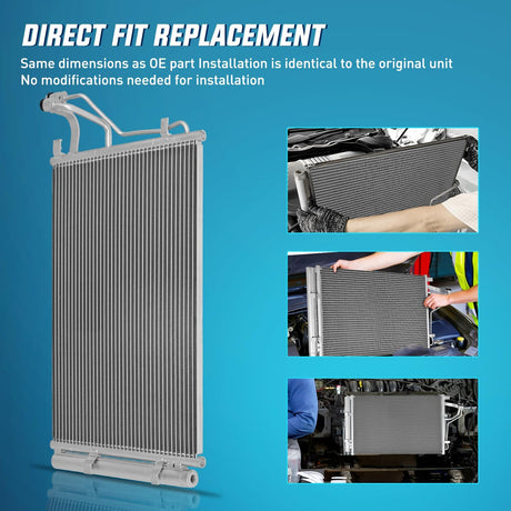 AC Condenser Compatible with Hyundai Elantra L4 1.8L 2011 2012 2013, Kia Forte Koup L4 2.0L Coupe 2013 Air Conditioning A/C Condenser with Receiver Drier Replace# 3967, HY3030146, 976063X000