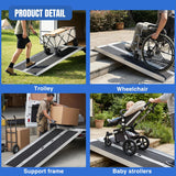 3 Feet Portable Wheelchair Ramp with Quick-Lock Non-Skid Aluminum | Handicap Ramps with Handle Folding Threshold Ramp for Home Steps, Stairs, Doorways, Scooter, Porch, Cart 800LBS Capacity