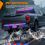60 Inch Truck Tailgate Strobe Light Strip Tail Emergency Bar Rear Window Warning Lamp Ultra-Bright Double Row 360 LED for Pickup Trailers Construction Vehicles Car SUV, Red Blue