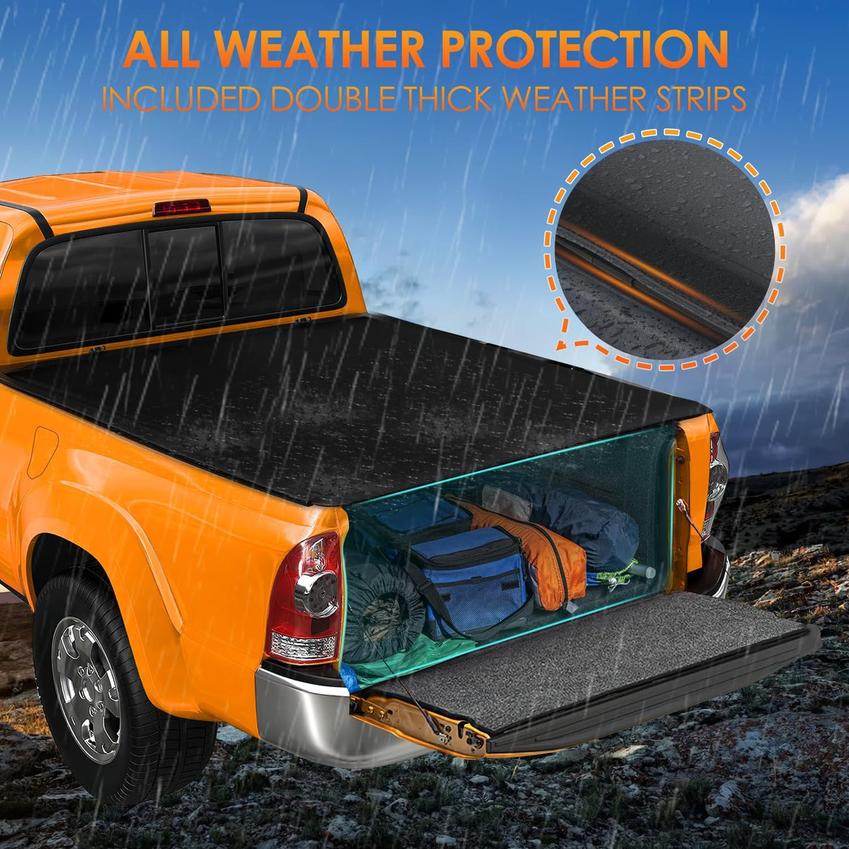 Soft Tri-fold Truck Bed Tonneau Cover Compatible with Toyota Tundra 2014 2015 2016 2017 2018 2019 2020 2021-5.5ft
