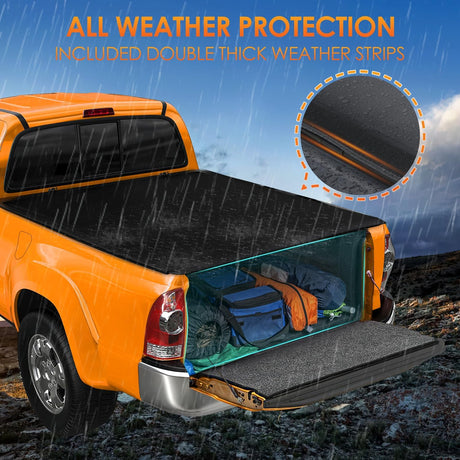 Soft Tri-fold Truck Bed Tonneau Cover Compatible with Toyota Tundra 2014 2015 2016 2017 2018 2019 2020 2021-5.5ft