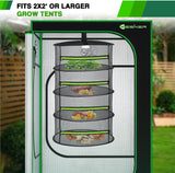 4 Layer Herb Drying Rack Hanging Mesh Net Foldable Plant Drying Racks 24 Inch w Green Zipper Pruning Shears Hook Dryer Hanging Rack for Herbs Seed Bud Fruit Clothes Grow Tent Closets Garden Outdoor