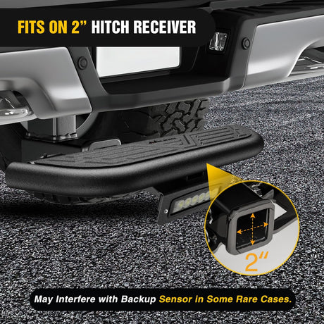 Hitch Step 2 Inch Receiver Universal with LED Light, Pin Lock and U-Bolts Stabilize,Rear Bumper Guard for Pickups Trucks Vans SUVs ATVs