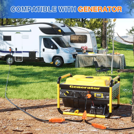 4 Prong 30 Amp Generator Splitter Y Adapter NEMA L14-30P to 2 ×L14-30R 125/250V 7500W Locking Power Cable 10 AWG STW Wire ETL Listed for Manual Transfer Switch Generators RV Camper Outdoor