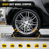 Wheel Chocks RV Car Heavy Duty Rubber Tire Chock Blocks Stopper Yellow Reflective Strips Stabilizer 2 Pack with Rope for RVs Cars Travel Trailers Campers Trucks Motorcycle Accessories Parking