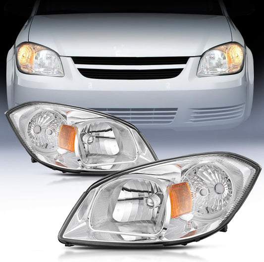 Headlight Assembly Chrome Housing Amber Reflector Lens For 2005 2006 2007 2008 2009 2010 Chevy Cobalt 2005-2009 Pontiac Pickup Truck Nilight