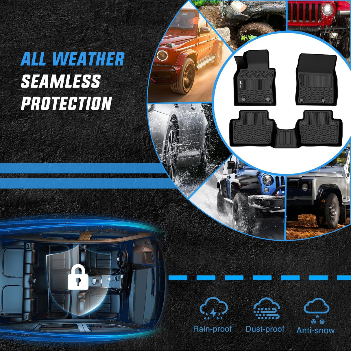 Floor Mat TPE Floor Mats for Mazda 3 (FWD Only) 2019 2020 2021 2022 2023 2024 2025 2026, All Weather Custom Fit Heavy Duty Floor Liners