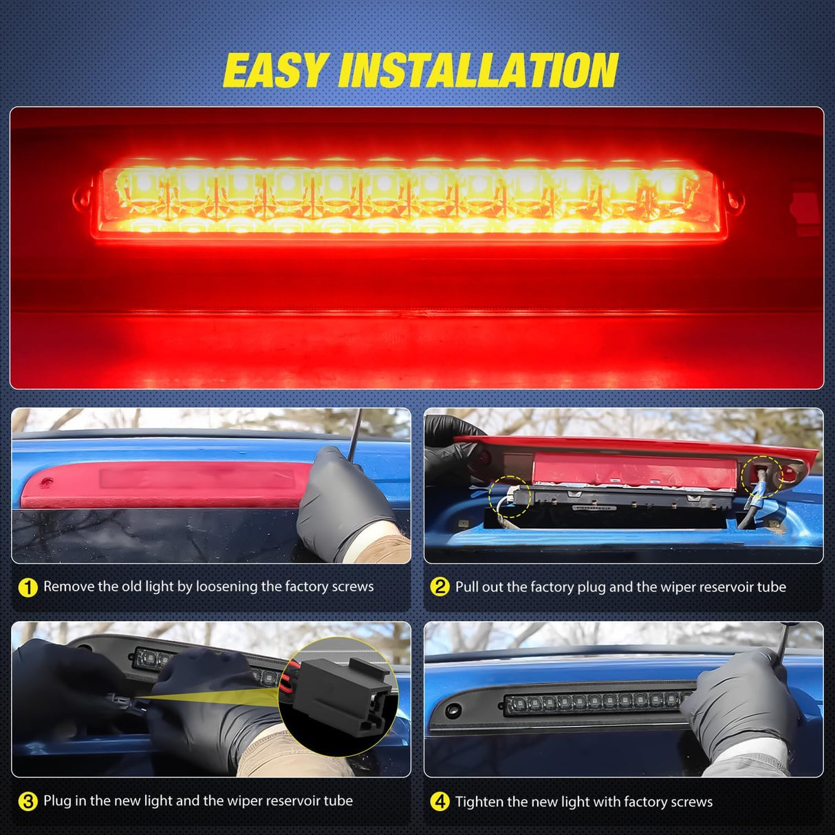 Third Brake Light Tail High Mount 3rd Stop Lights Smoked Lens for Ford Explorer 2002-2010 Escape 2008-2012 Mercury Mariner 2008-2011 Mountaineer 2006-2010 Van SUV Rear Center Cab Lamp