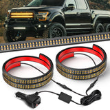 2PCS 24 inch Truck Grille Strobe Lights Strip 384 LED Emergency Light Amber Flexible Side Flashing Warning Caution Safety Waterproof Lighting Kit for Trucks Tow Plow Construction Vehicles