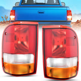 Taillight Assembly Compatible with 1993 1994 1995 1996 1997 Ford Ranger Red Clear Tail Light OE Style Rear Lamp Replacement Driver and Passenger Side