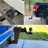 Trailer Hitch Extension Riser for 2 Inch Receiver with 10 Inch Rise Drop with Bolt Nut Clip 10,000 lbs Capacity Adjustable Extend 4.7 Inch 6.7 Inch 8.6 Inch Length Black Coated for Class I-VI Receivers
