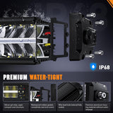 LED Light Bar with Amber DRL 16 Inch 120W Offroad Light Anti-Glare Flood Spot Combo LED Driving Light IP68 w/ 14 AWG DT Connector Wiring Harness for Pickup Truck SUV ATV UTV Boat 4x4
