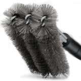 BBQ Grill Brush By GRILL CHIEF - 18 Inch - 3 Stainless Steel Brushes in 1 - Best Barbecue Cleaner Tools Accessories - Outdoor Kitchen Wire Bristles Cleaning Grates Parts Set to Handle Weber, Charbroil, Gas, Electric, Porcelain, Infrared Grills