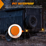 Trailer Tail Lights 2PCS 4Inch Round 32LED Amber Halo Ring | Grommet Mount IP67 Waterproof Marker Clearance Turn Signal Running Taillights for Trailer Truck Pickup Camper RV