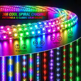 RGB LED Whip Light 2PCS 4FT Spiral Antenna Whips | APP and Remote Control with DIY Chasing Patterns Turn Signal Brake Reverse Functions and Spring Base for ATV UTV RZR and Jeep