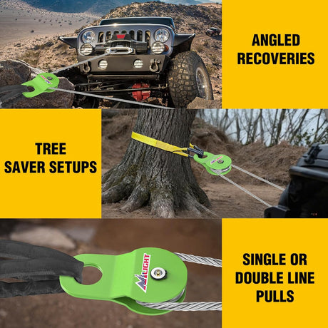 8 Ton Winch Snatch Block Towing Pulley Blocks 17,000 LBS Capacity (Green), Winch Hook Accessories, Heavy Duty Offroad Recovery Accessory for Truck, Tractor, ATV & UTV