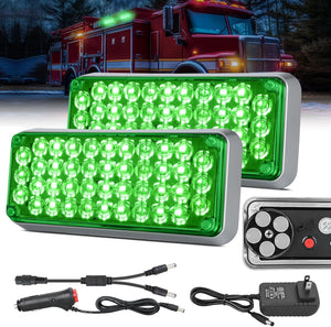 2PCS 42LED Green Wireless Magnetic Strobe Lights Portable Warning Hazard Light Surface Mount Waterproof 5 Patterns for 12V 24V Cars Trucks Van Off Road Vehicles ATV