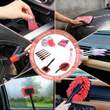 Automotive Tools 15PCS Car Detailing Kit Auto Cleaning Tools Wash Set with Storage Carry Bag Beginners Easy to Use for Interior Exterior Car Care Clean Windshield Dashboard Seat Air Vents Wheels Tires, Red