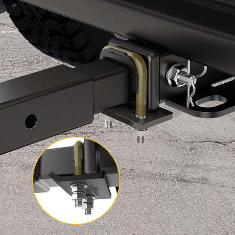 Trailer Hitch Tightener for 2 Inch Trailers Hitches Mount Anti Rattle Heavy Duty Steel with Rubber Cover Bronze U Bolt Matte Black Plate Electrophoresis Anti-Rust Triple Protective